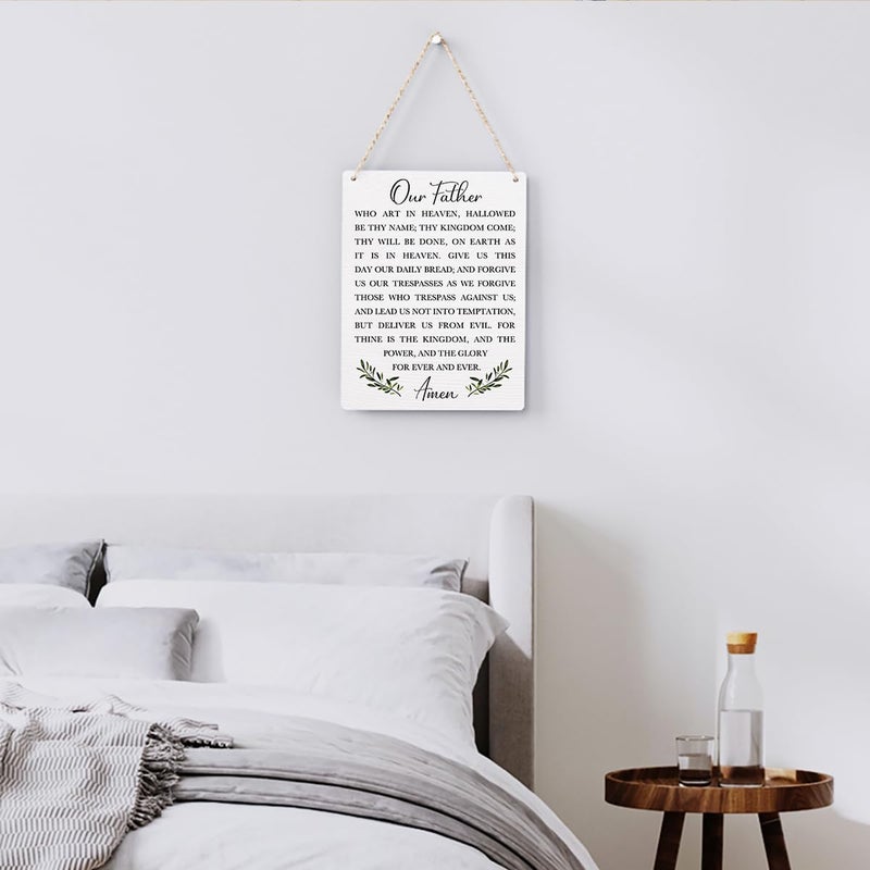 BELLOWDEER Christian Bible Verses Wall Decor Our Father Prayer Wall Decoration The Lords Prayer Wooden Hanging Sign Scripture Wall Art for Home Living Room Bedroom Home Wall Decor 8x10 Inches Religious Gift - Image 3